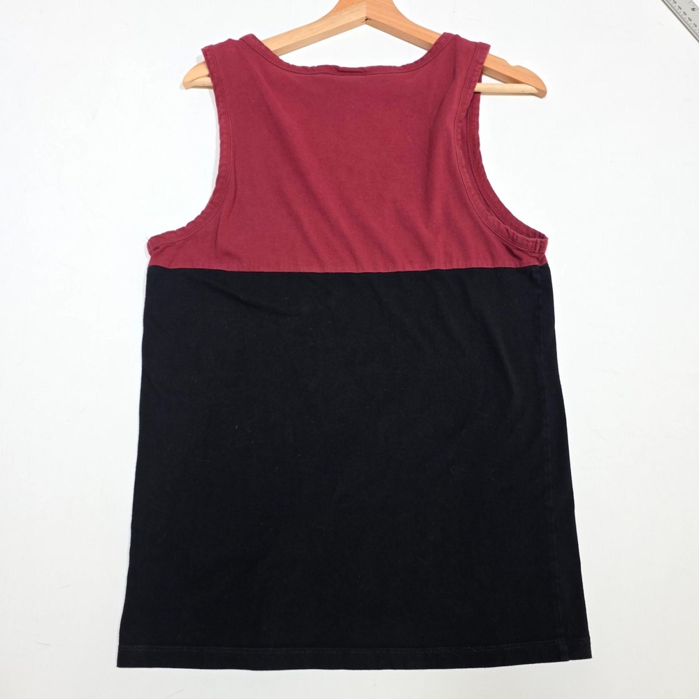 H&M Tank Top Mens S Burgundy Black Colorblock Pocket Sleeveless Casual Tee - Picture 5 of 5